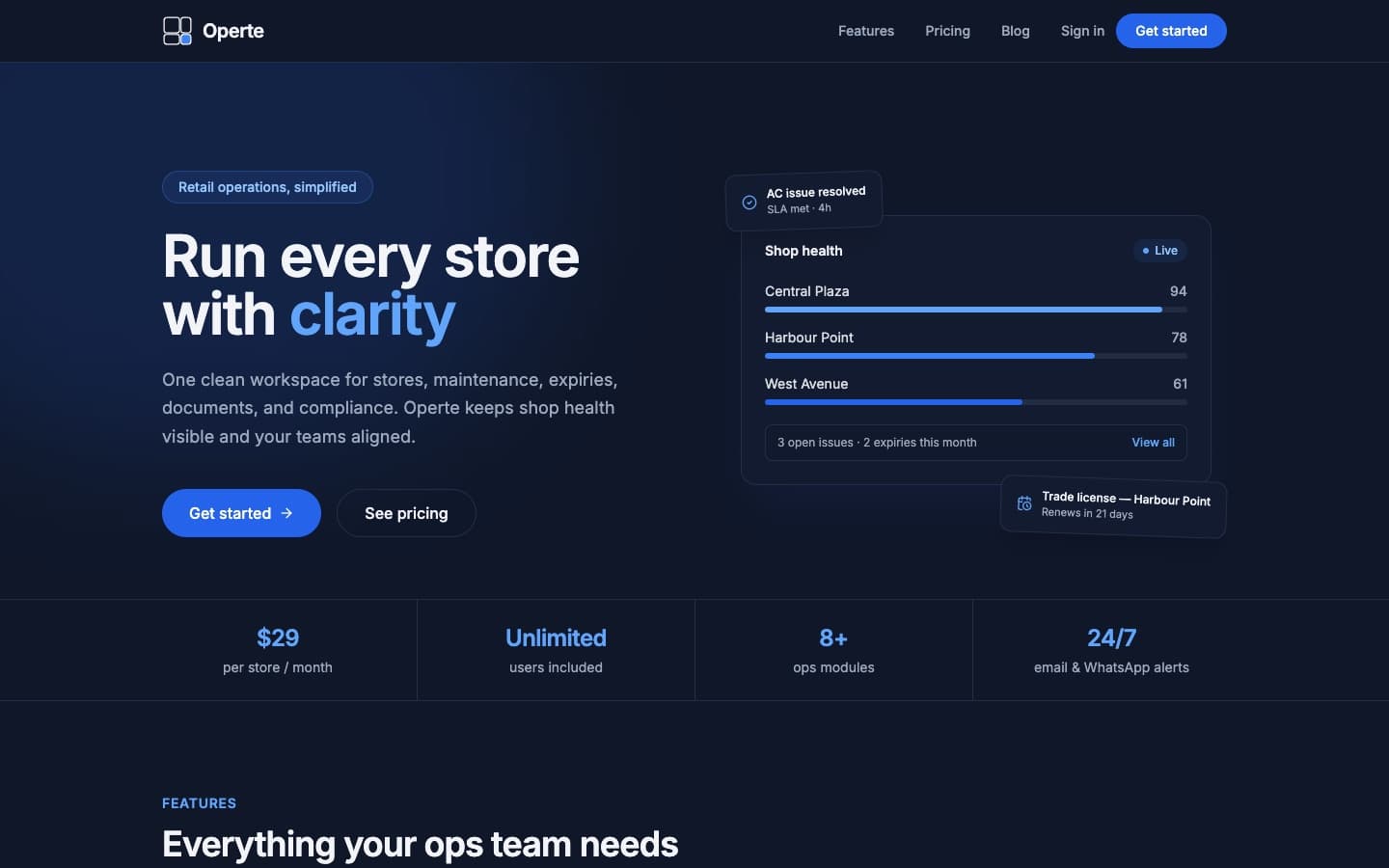 Operte product interface