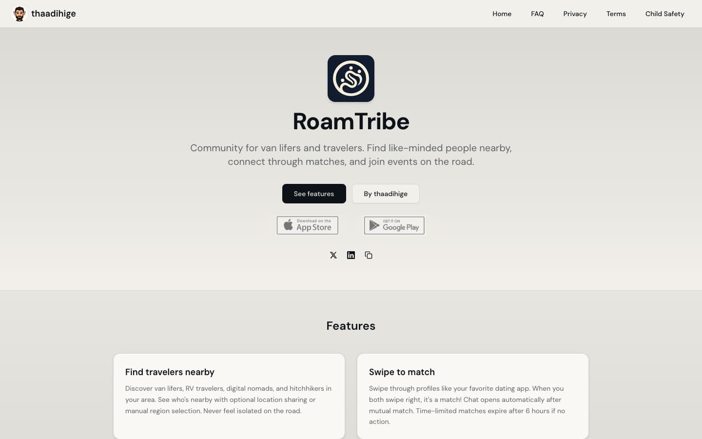 RoamTribe product interface